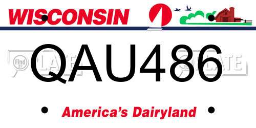 QAU486 Wisconsin License Plate