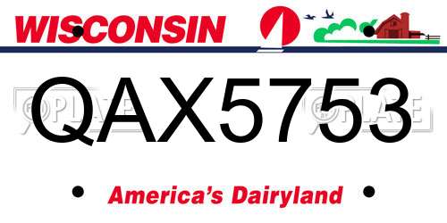 QAX5753 Wisconsin License Plate