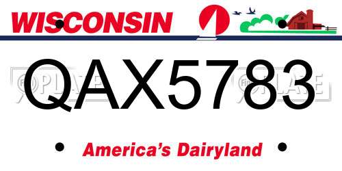 QAX5783 Wisconsin License Plate
