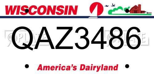 QAZ3486 Wisconsin License Plate