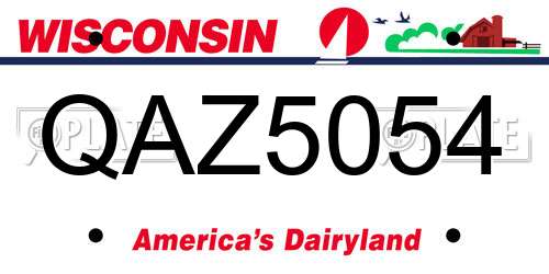 QAZ5054 Wisconsin License Plate