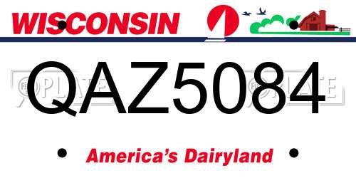 QAZ5084 Wisconsin License Plate