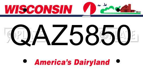QAZ5850 Wisconsin License Plate
