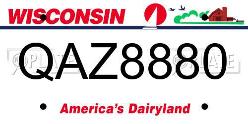 QAZ8880 Wisconsin License Plate