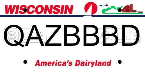 QAZBBBD Wisconsin License Plate
