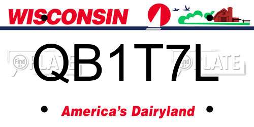 QB1T7L Wisconsin License Plate