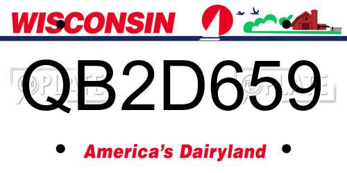 QB2D659 Wisconsin License Plate