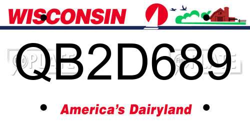 QB2D689 Wisconsin License Plate