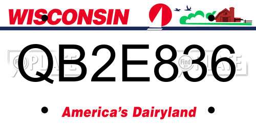 QB2E836 Wisconsin License Plate