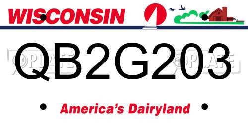 QB2G203 Wisconsin License Plate