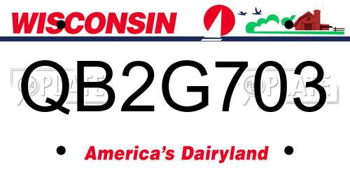 QB2G703 Wisconsin License Plate