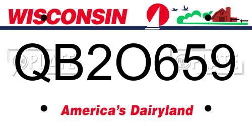 QB2O659 Wisconsin License Plate