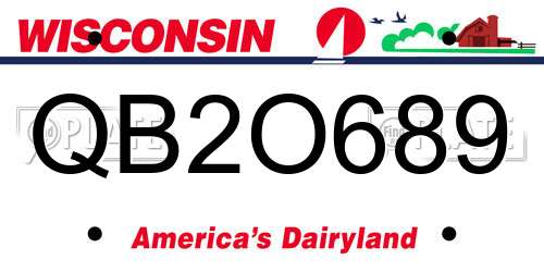 QB2O689 Wisconsin License Plate