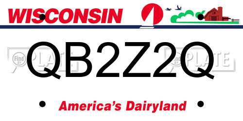 QB2Z2Q Wisconsin License Plate