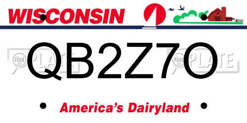 QB2Z7O Wisconsin License Plate