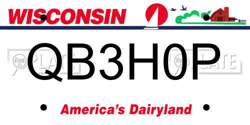 QB3H0P Wisconsin License Plate