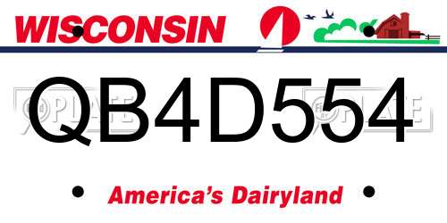QB4D554 Wisconsin License Plate
