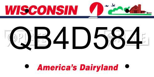 QB4D584 Wisconsin License Plate