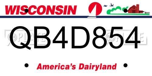 QB4D854 Wisconsin License Plate