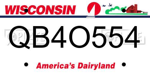 QB4O554 Wisconsin License Plate
