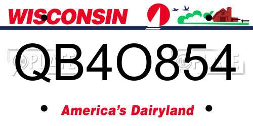QB4O854 Wisconsin License Plate