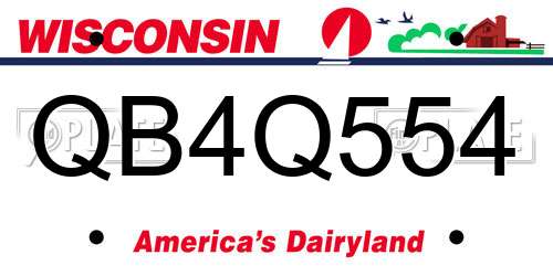 QB4Q554 Wisconsin License Plate