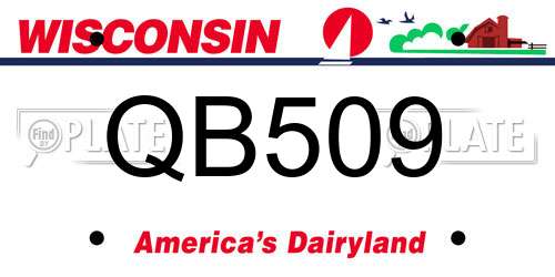 QB509 Wisconsin License Plate