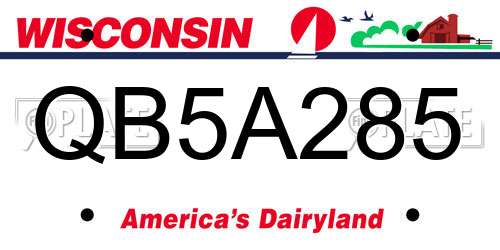 QB5A285 Wisconsin License Plate