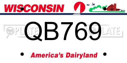 QB769 Wisconsin License Plate