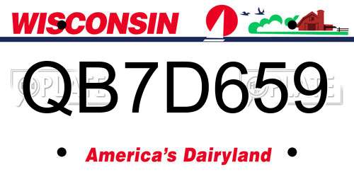 QB7D659 Wisconsin License Plate