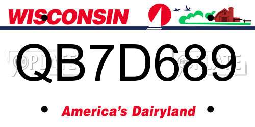 QB7D689 Wisconsin License Plate
