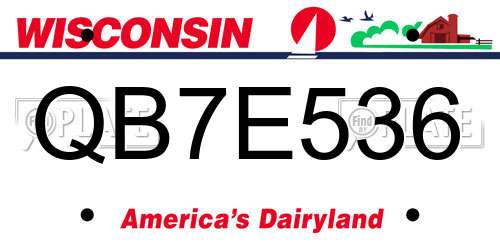 QB7E536 Wisconsin License Plate