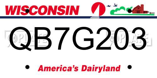 QB7G203 Wisconsin License Plate