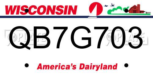 QB7G703 Wisconsin License Plate