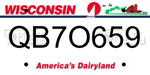 QB7O659 Wisconsin License Plate