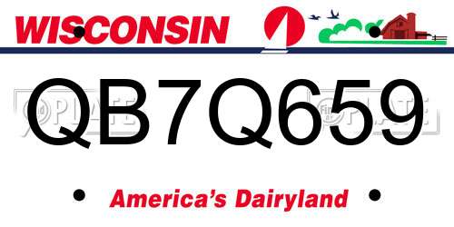 QB7Q659 Wisconsin License Plate