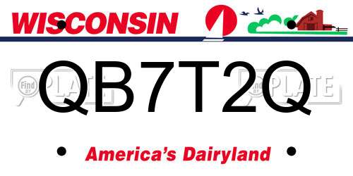 QB7T2Q Wisconsin License Plate