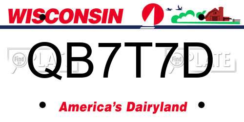 QB7T7D Wisconsin License Plate