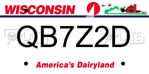 QB7Z2D Wisconsin License Plate