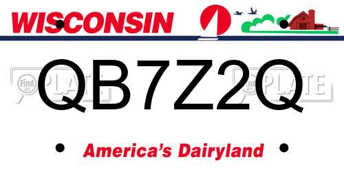 QB7Z2Q Wisconsin License Plate