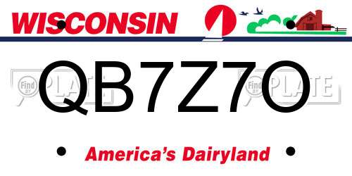 QB7Z7O Wisconsin License Plate