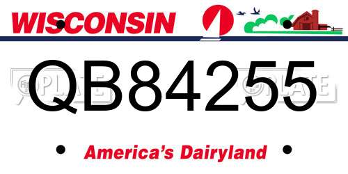 QB84255 Wisconsin License Plate