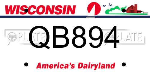 QB894 Wisconsin License Plate