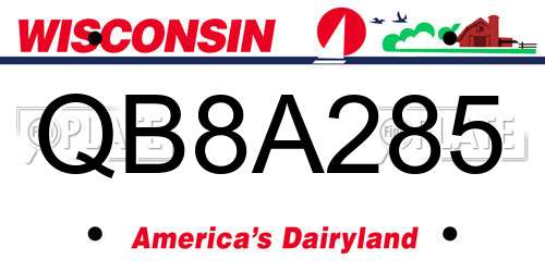 QB8A285 Wisconsin License Plate