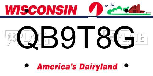 QB9T8G Wisconsin License Plate