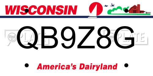 QB9Z8G Wisconsin License Plate