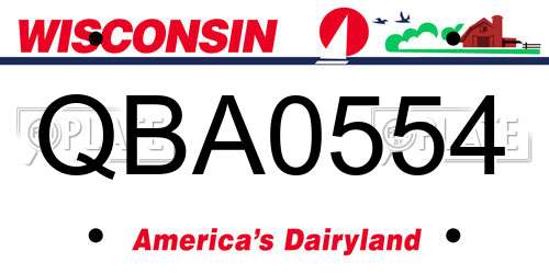QBA0554 Wisconsin License Plate