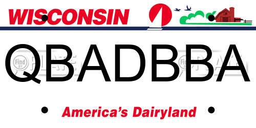 QBADBBA Wisconsin License Plate