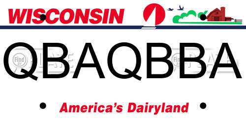 QBAQBBA Wisconsin License Plate