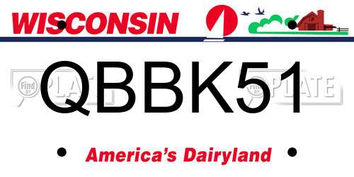 QBBK51 Wisconsin License Plate